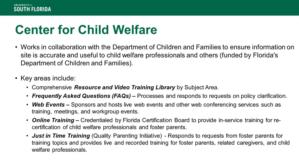 center for child welfare