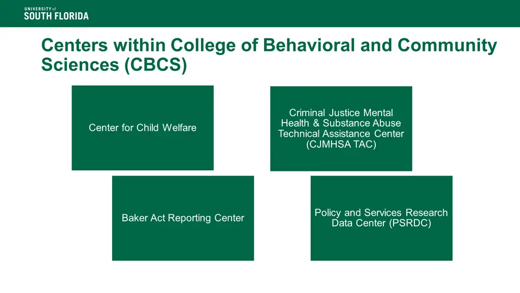 centers within college of behavioral