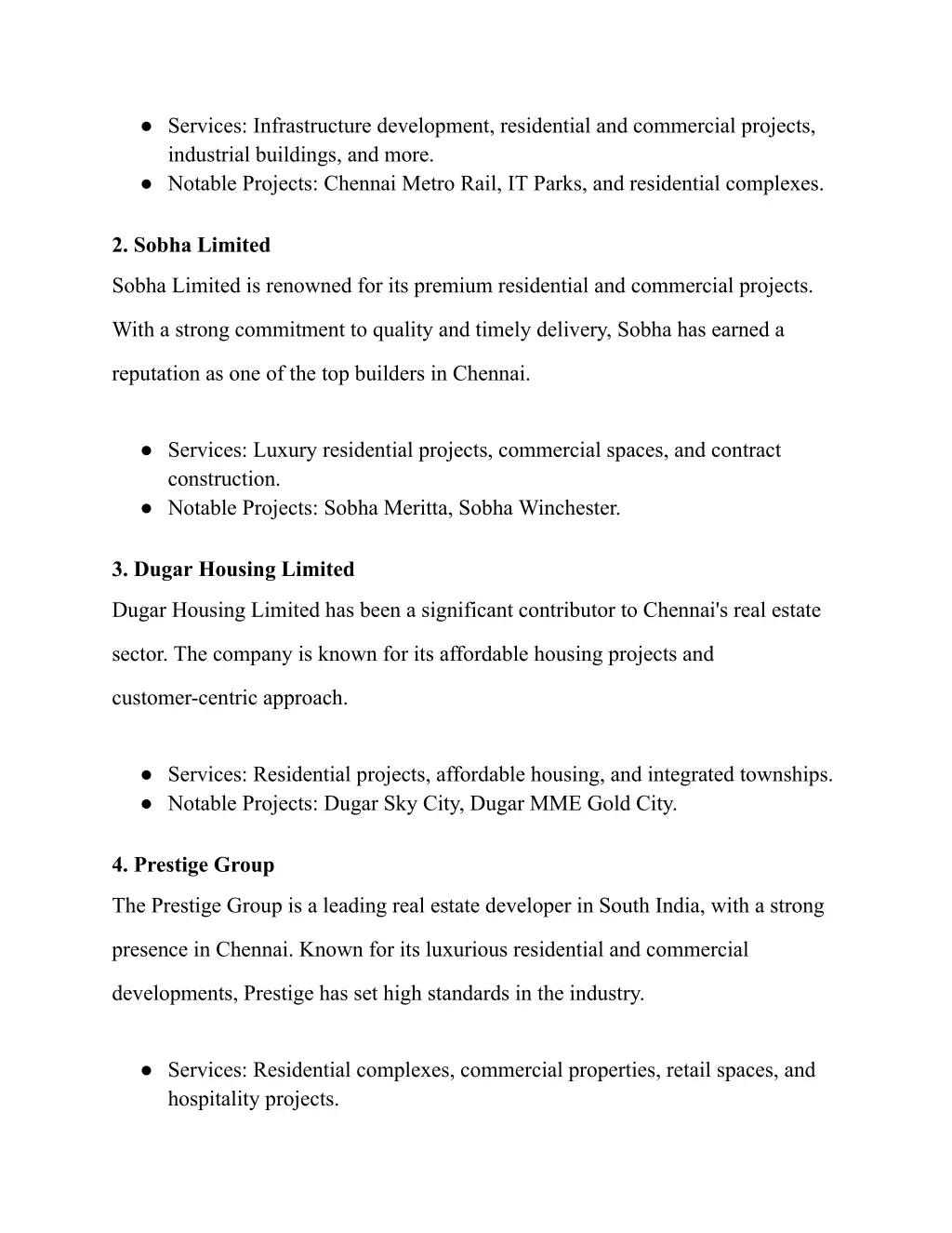 services infrastructure development residential