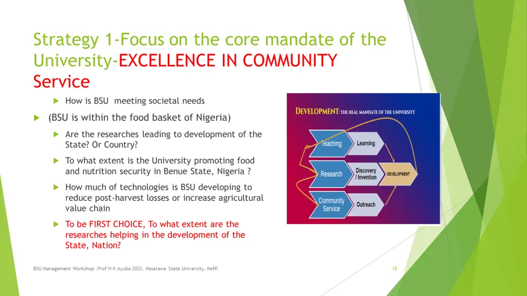 strategy 1 focus on the core mandate