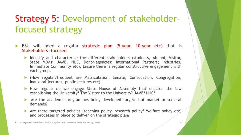 strategy 5 development of stakeholder focused