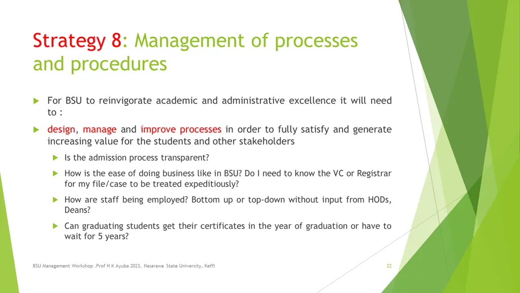 strategy 8 management of processes and procedures