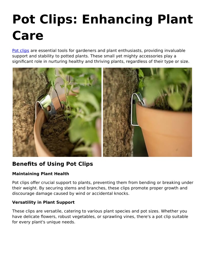 pot clips enhancing plant care