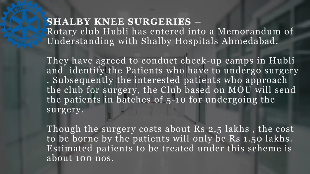 shalby knee surgeries rotary club hubli