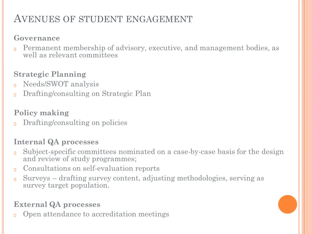 a venues of student engagement