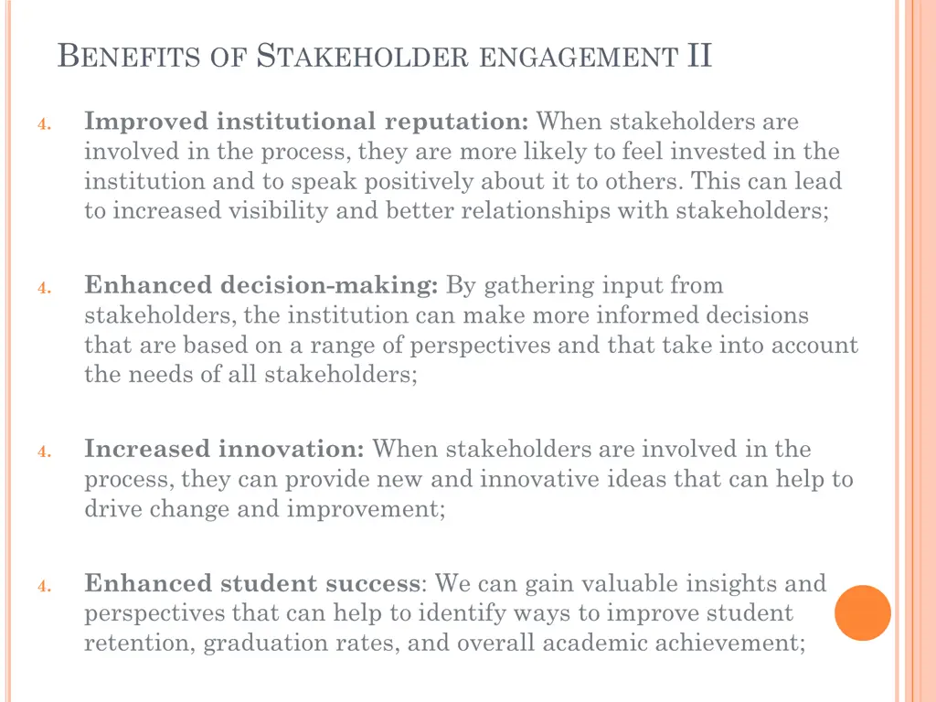 b enefits of s takeholder engagement ii