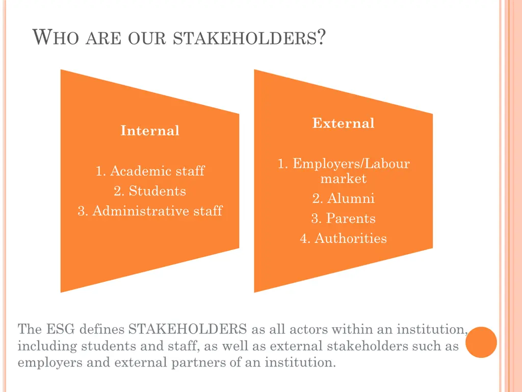 w ho are our stakeholders