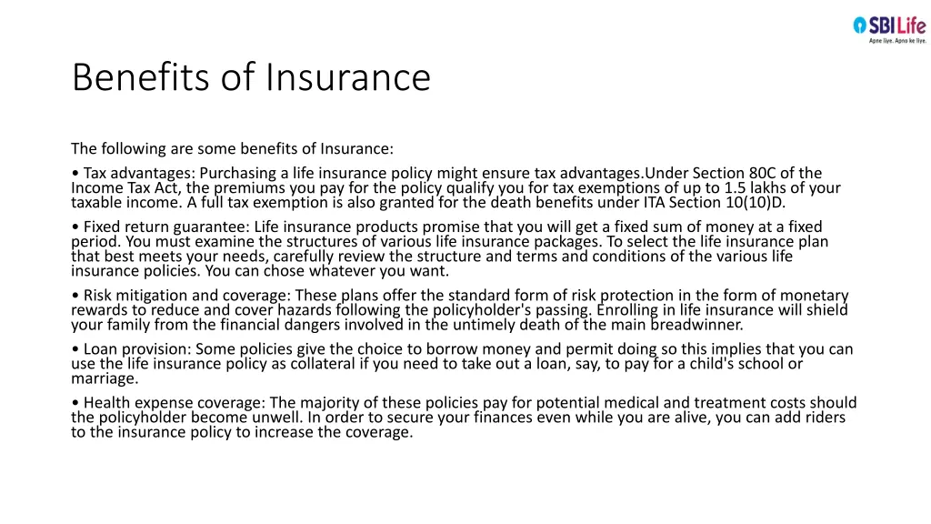 benefits of insurance