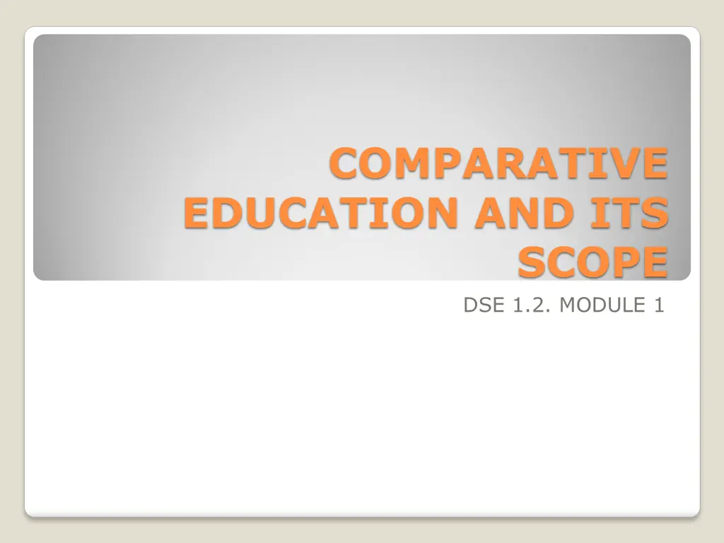 comparative education and its