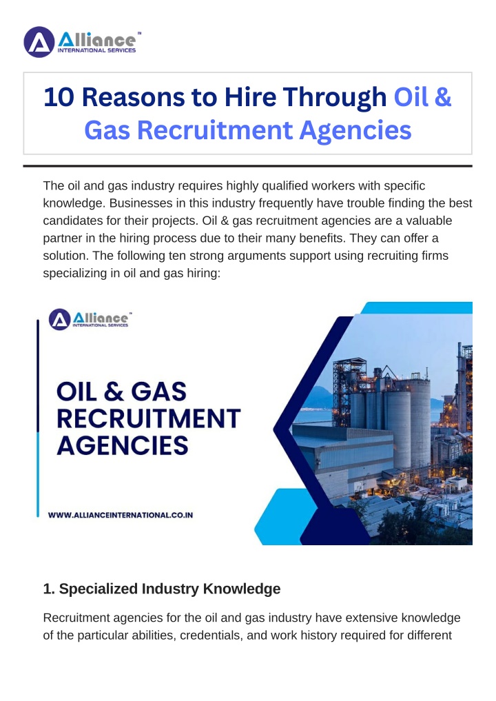 10 reasons to hire through oil gas recruitment