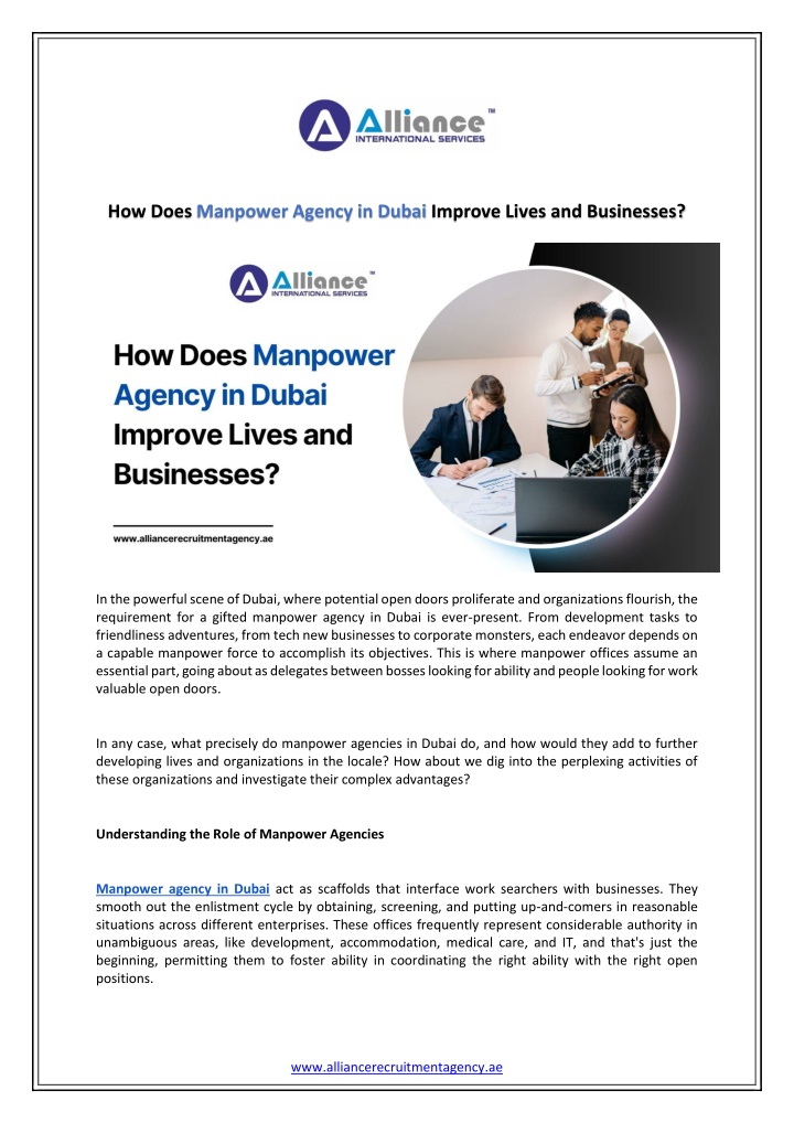 how does manpower agency in dubai improve lives