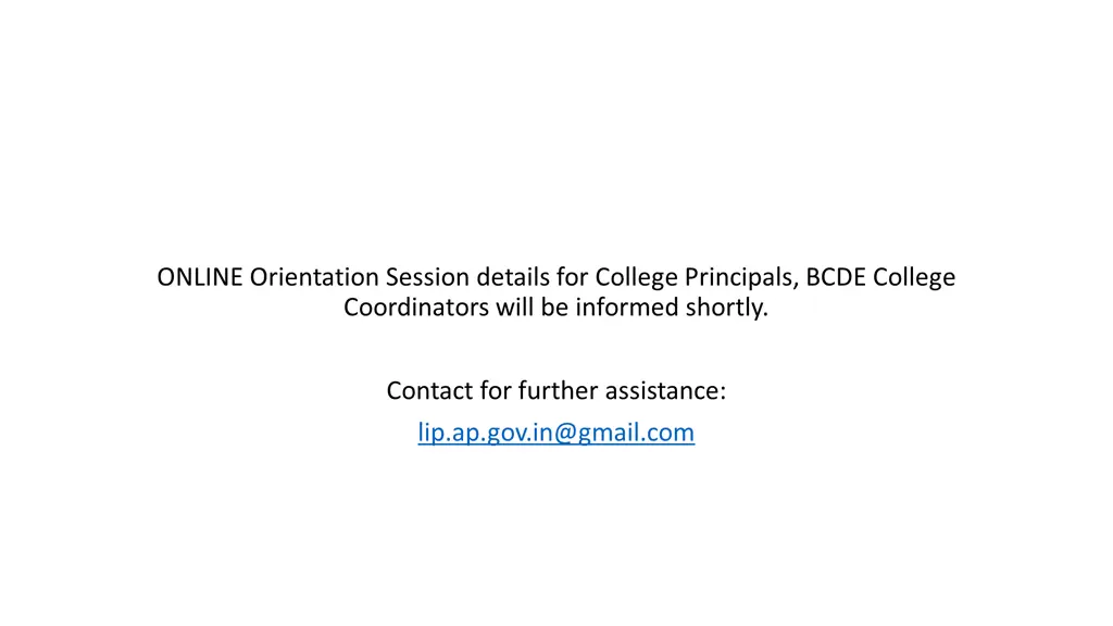 online orientation session details for college