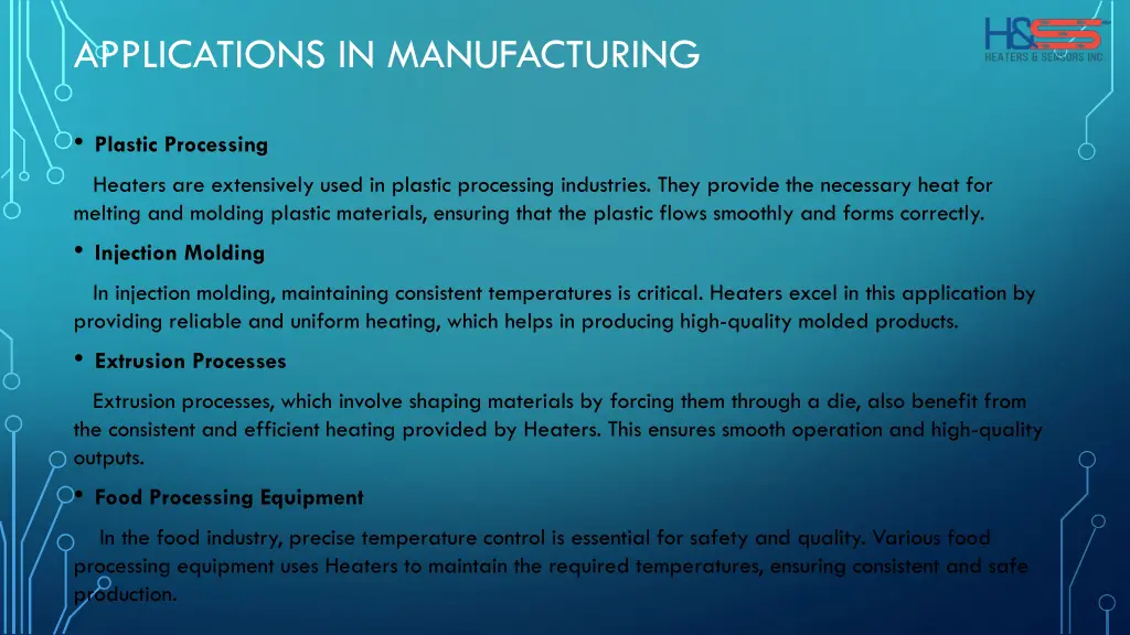 applications in manufacturing