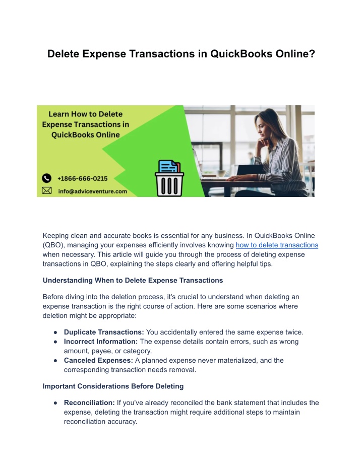 delete expense transactions in quickbooks online