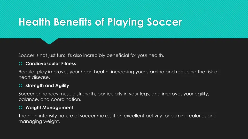 health benefits of playing soccer
