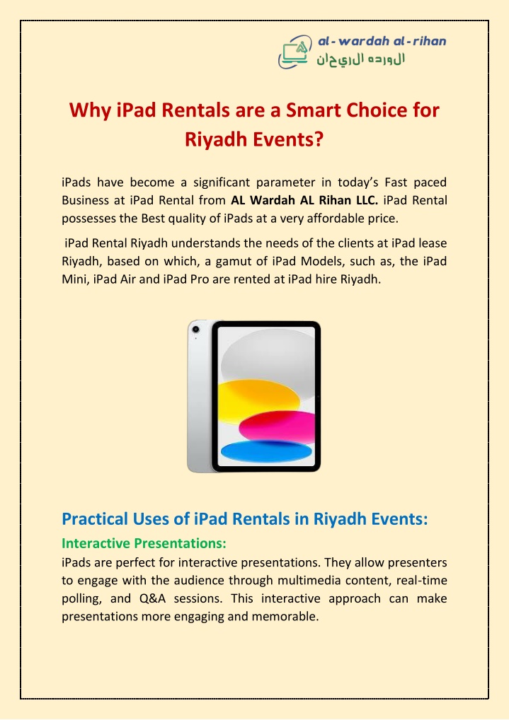 why ipad rentals are a smart choice for riyadh