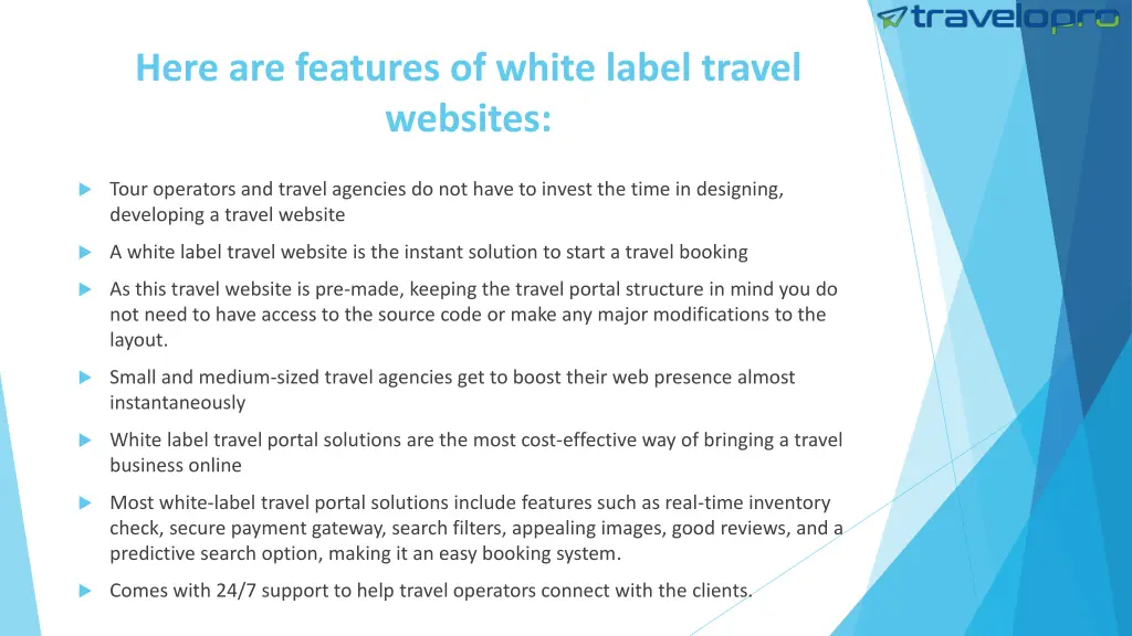 here are features of white label travel websites