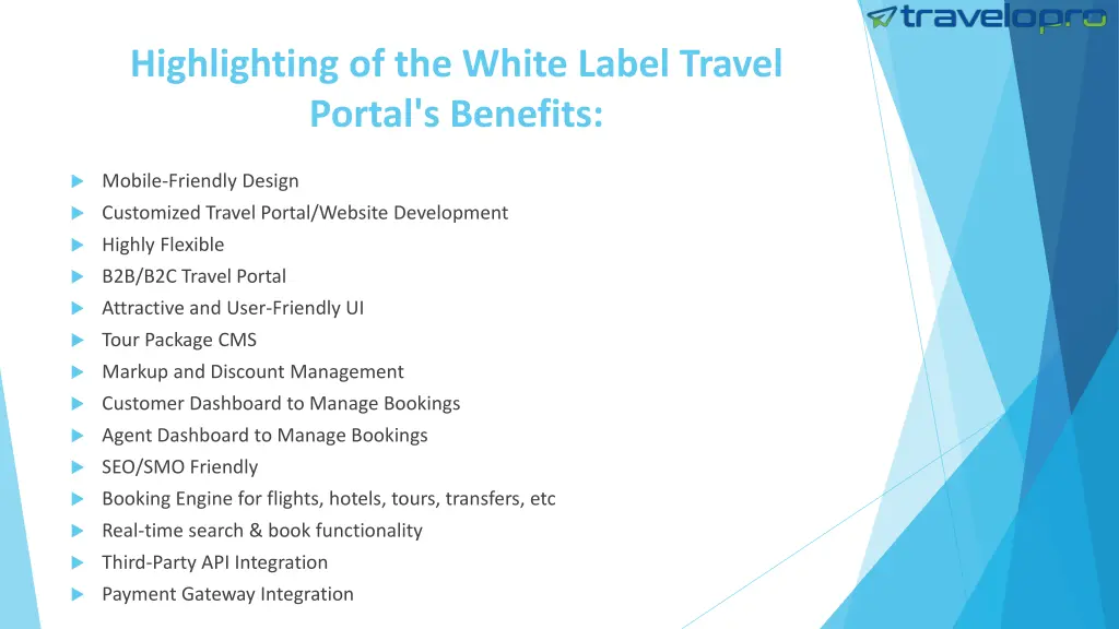 highlighting of the white label travel portal