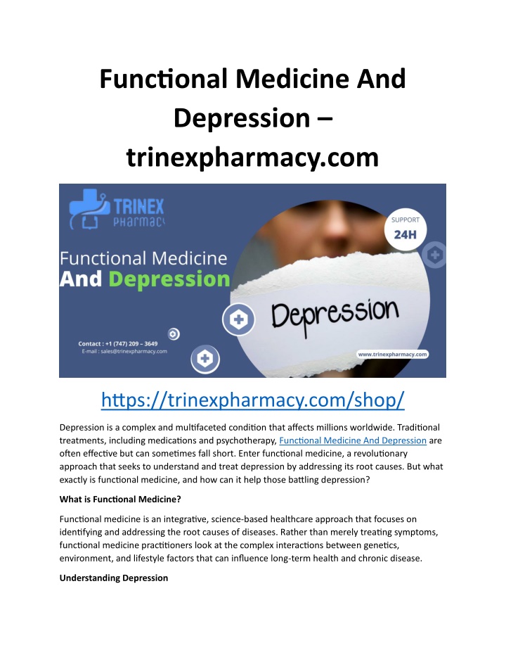 functional medicine and depression trinexpharmacy