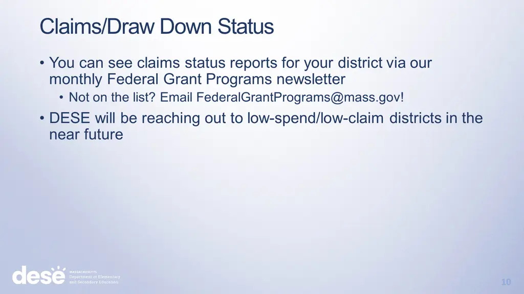 claims draw down status