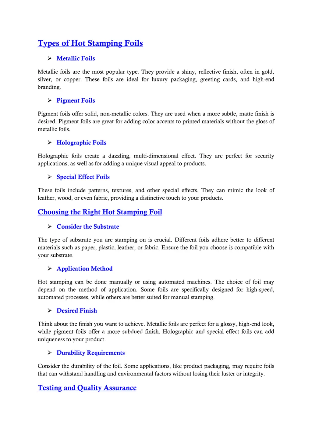 types of hot stamping foils