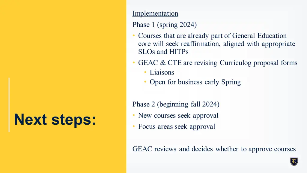 implementation phase 1 spring 2024 courses that