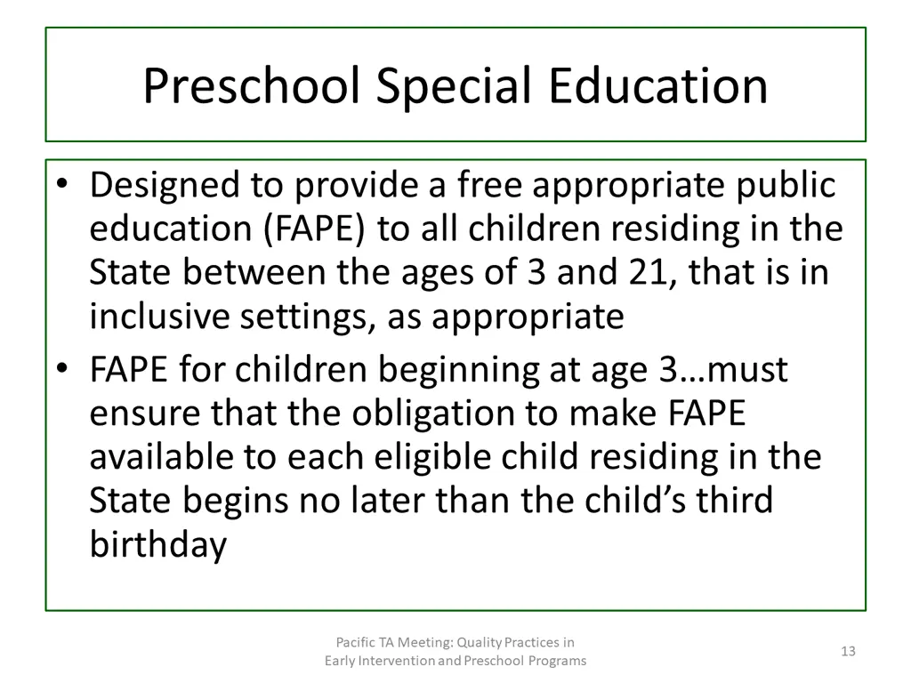 preschool special education