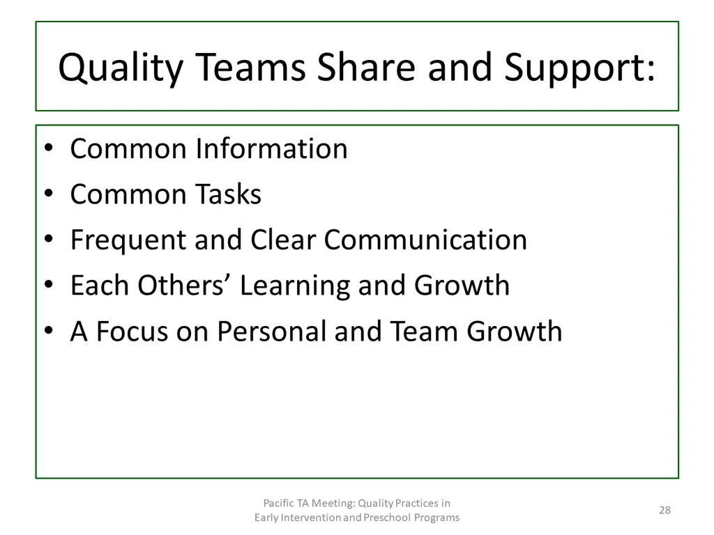 quality teams share and support
