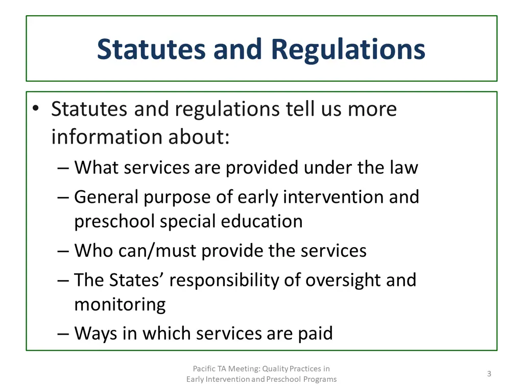 statutes and regulations