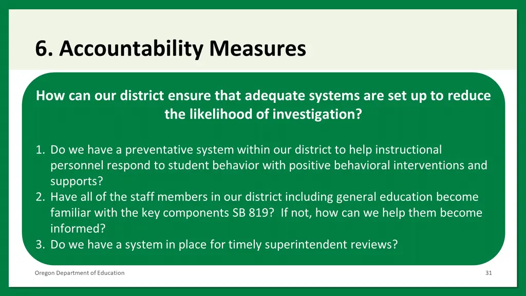 6 accountability measures