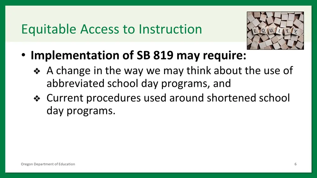 equitable access to instruction