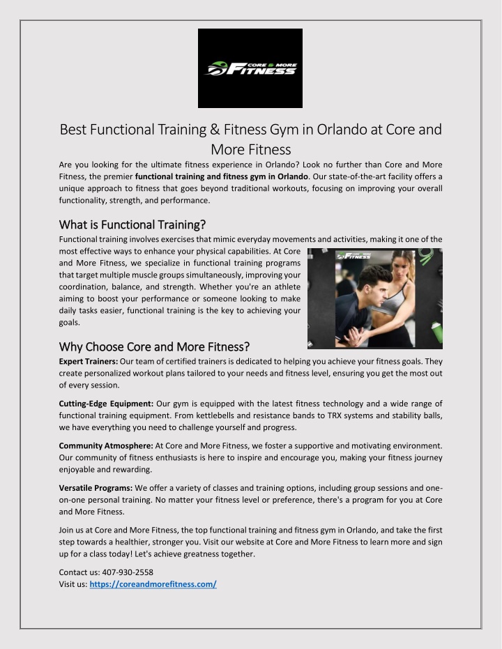 best functional training fitness gym in orlando