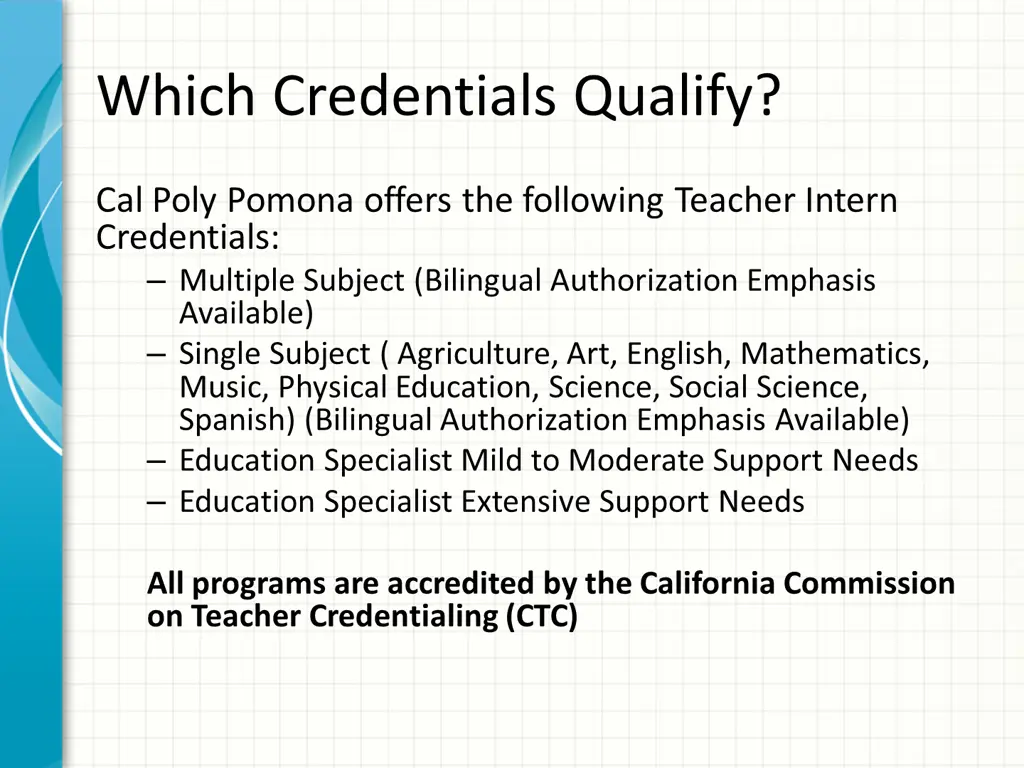 which credentials qualify