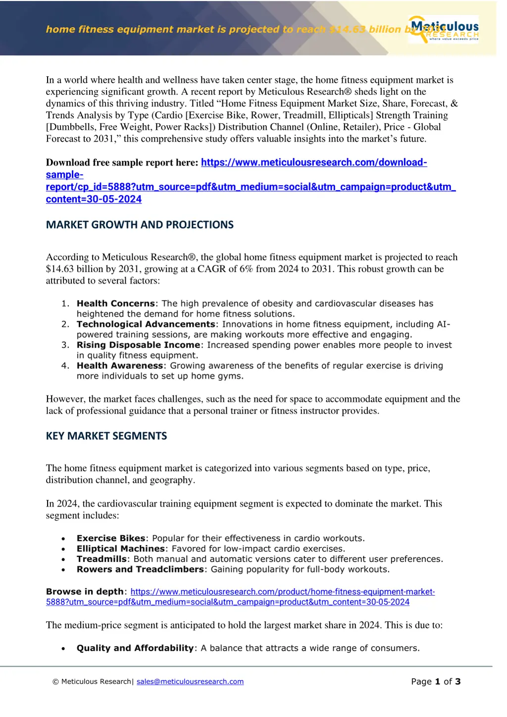 home fitness equipment market is projected