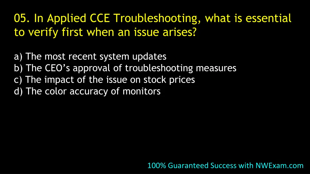 05 in applied cce troubleshooting what