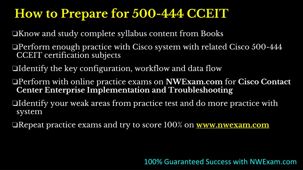 how to prepare for 500 444 cceit