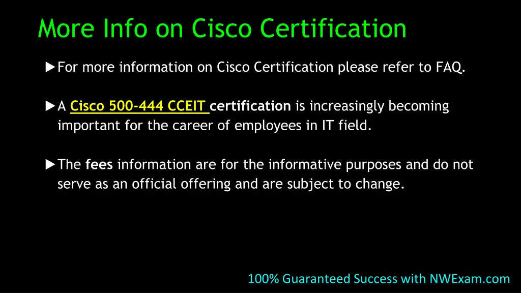 more info on cisco certification