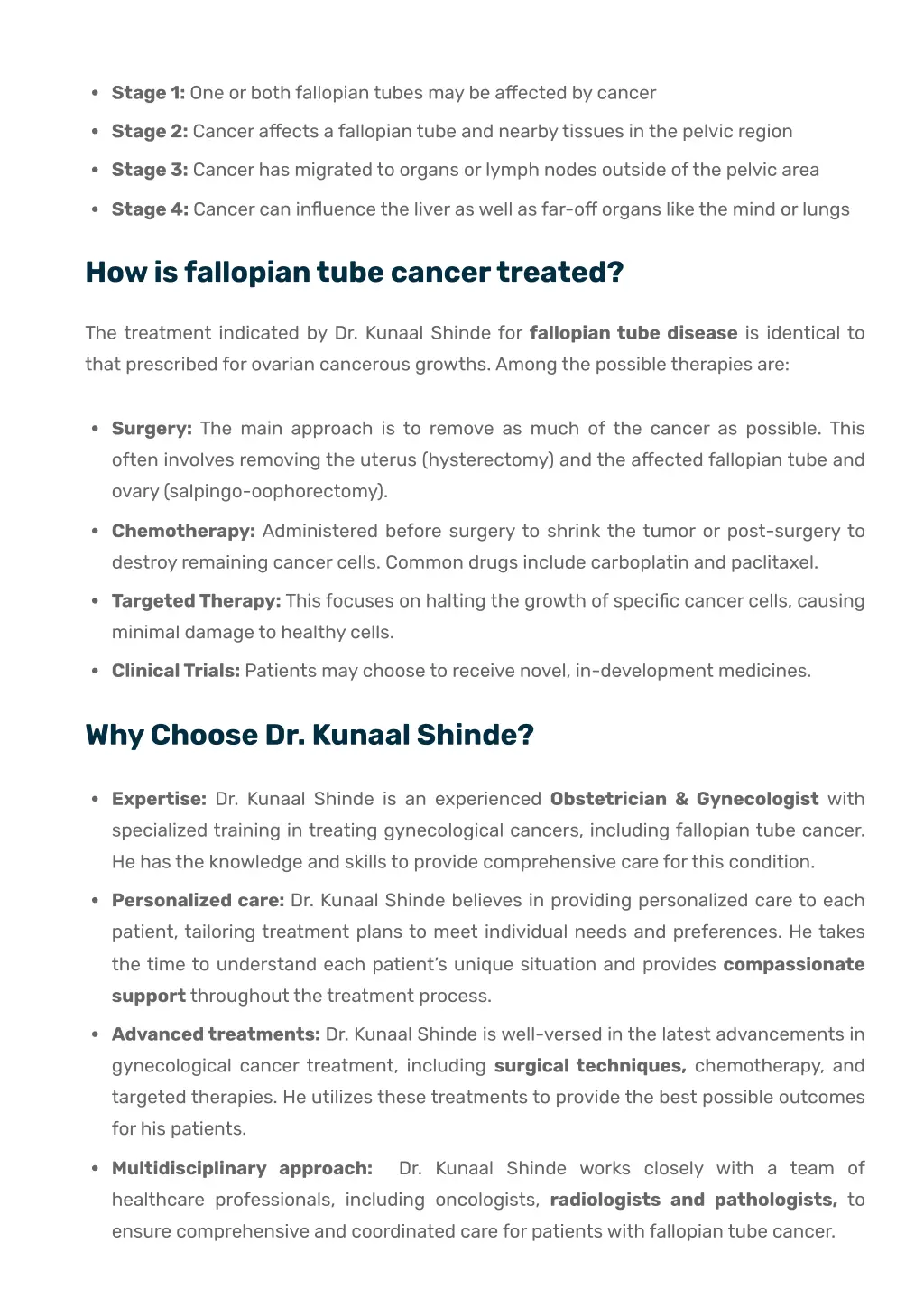 stage 1 one or both fallopian tubes