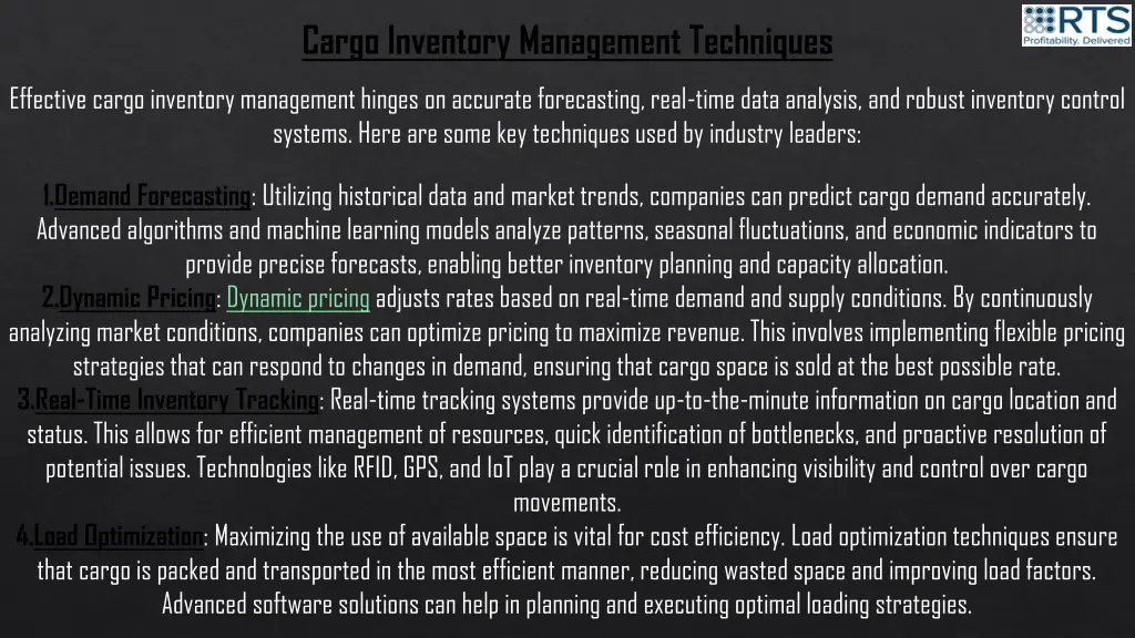 cargo inventory management techniques