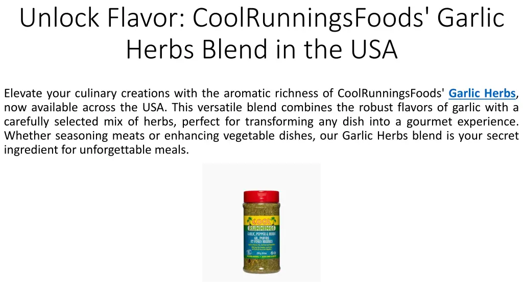 unlock flavor coolrunningsfoods garlic herbs