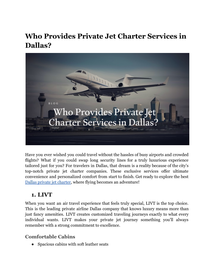 who provides private jet charter services