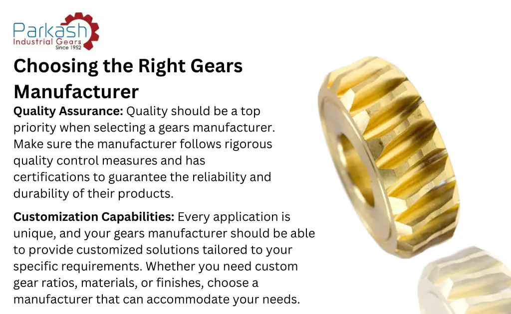 choosing the right gears manufacturer quality