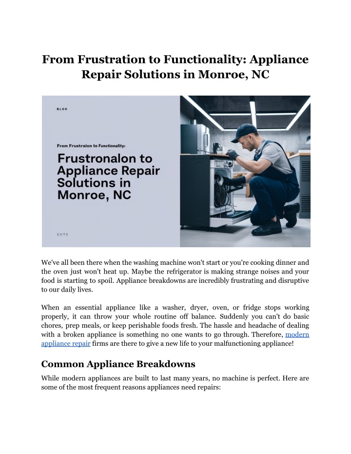 from frustration to functionality appliance