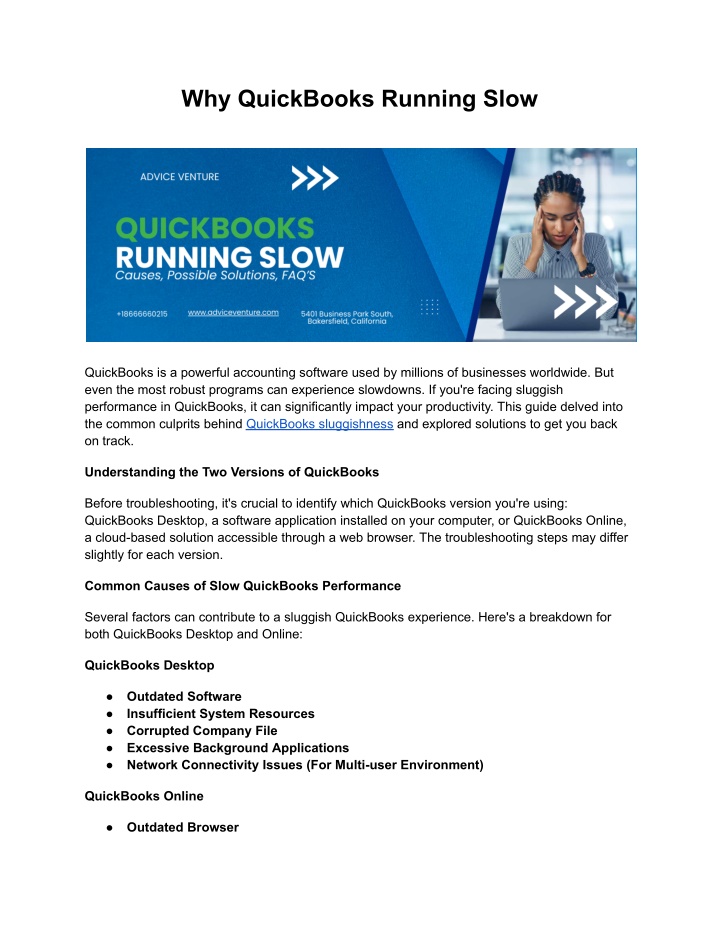 why quickbooks running slow