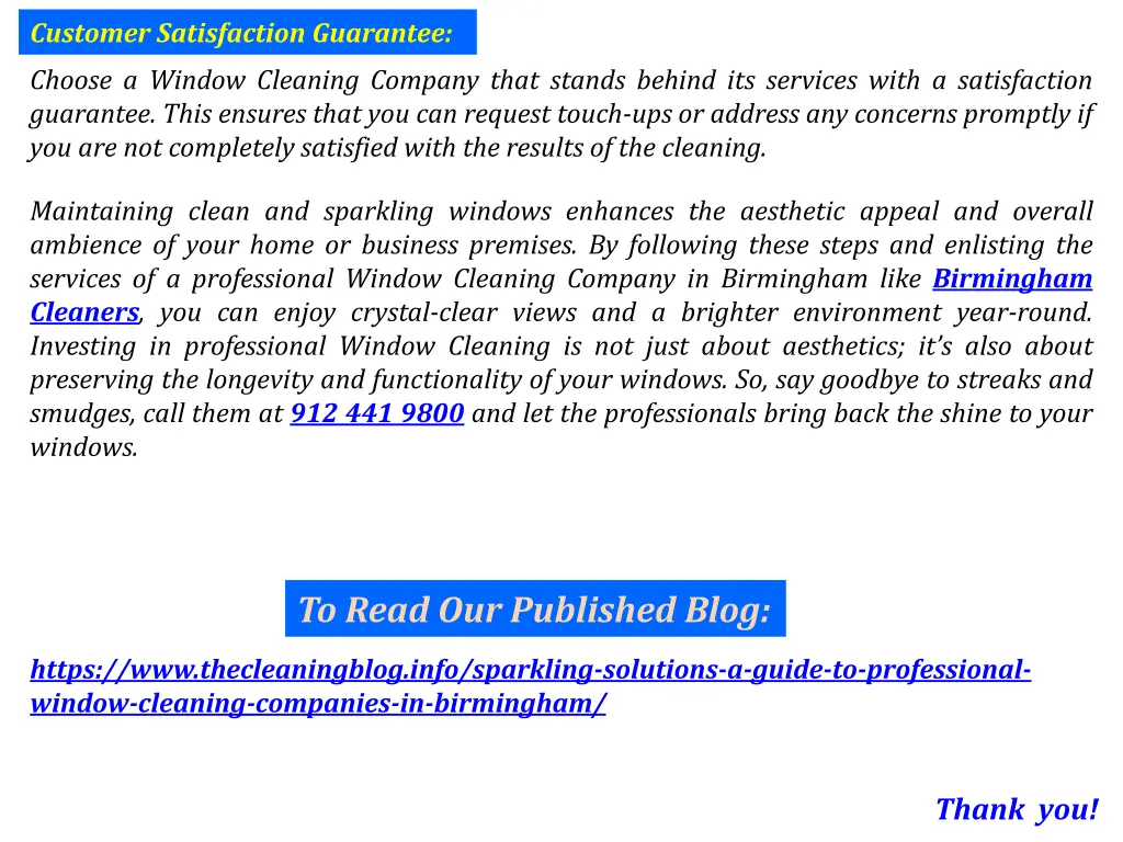 customer satisfaction guarantee choose a window