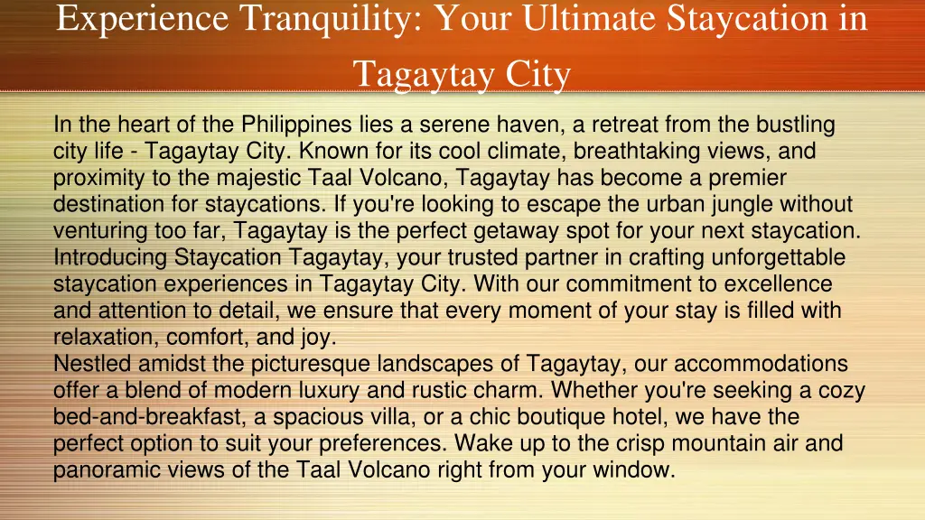 experience tranquility your ultimate staycation 1