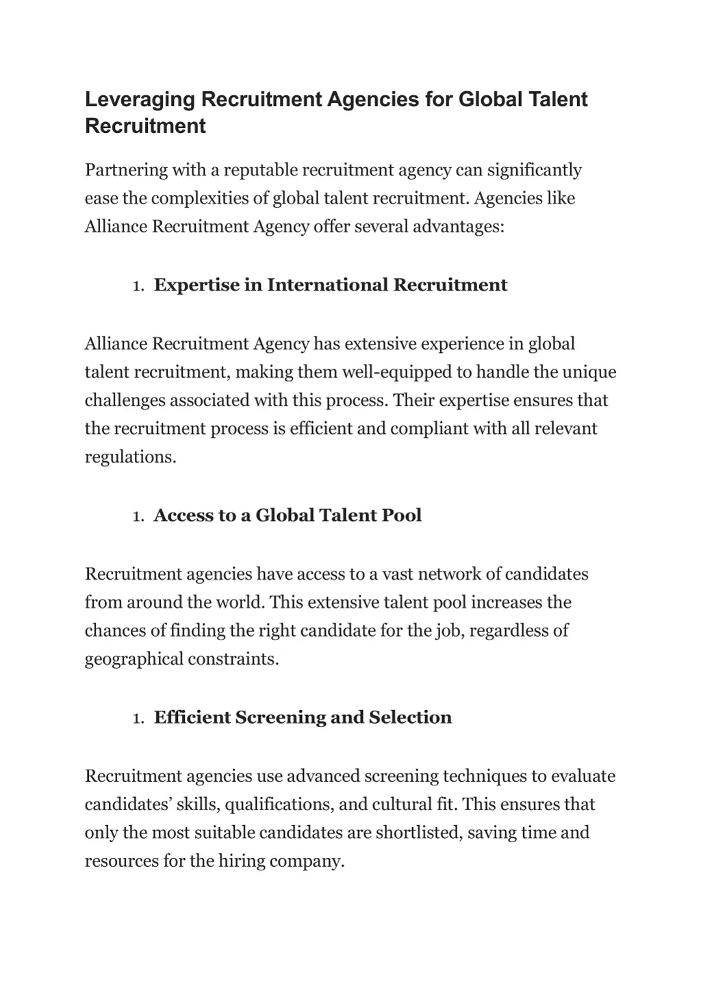 leveraging recruitment agencies for global talent