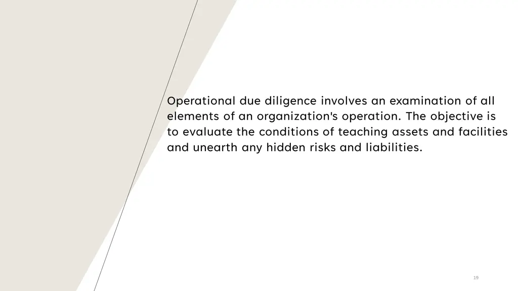 operational due diligence involves an examination