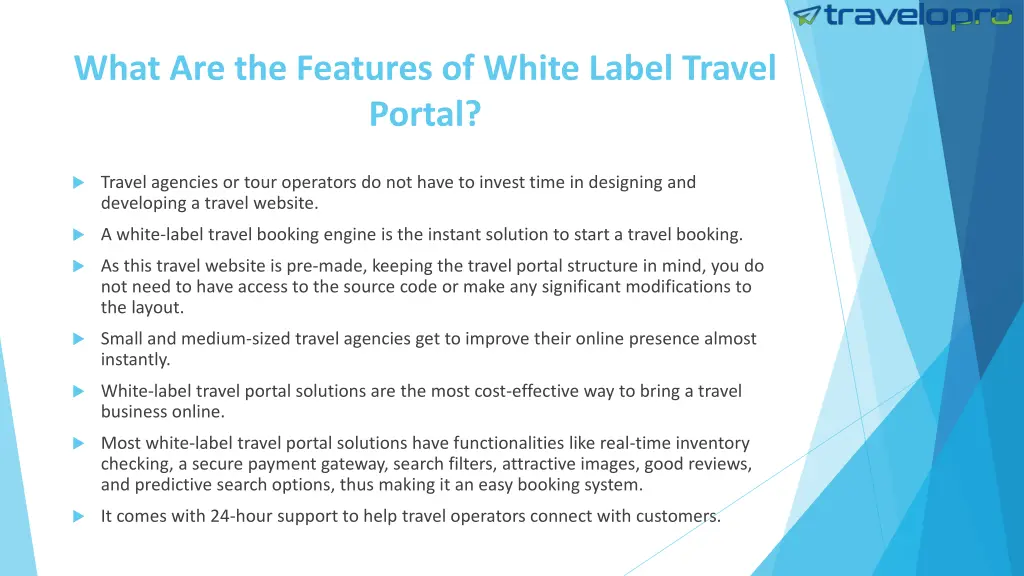 what are the features of white label travel portal