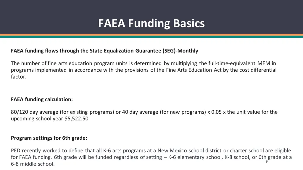 faea funding basics